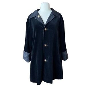 Vintage 90s reversible black velour, Gothic blazer style jacket women's large